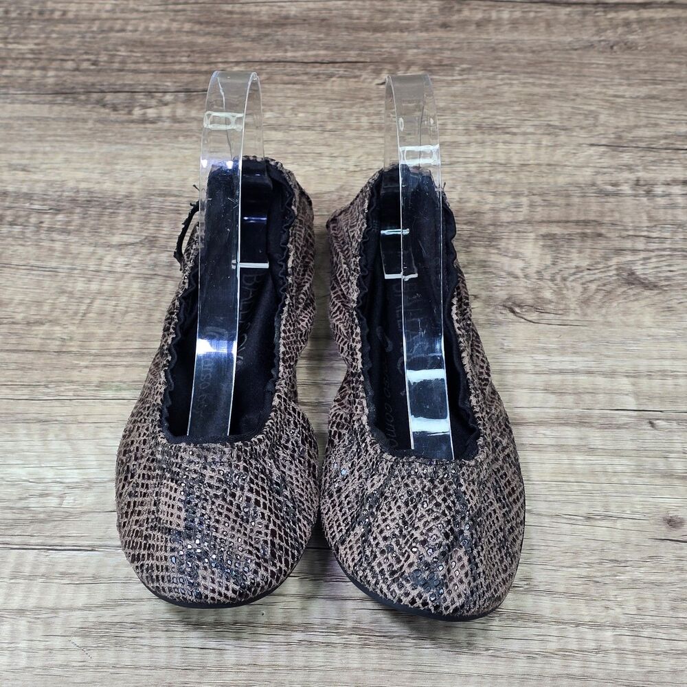 Corso Como Ballasox Women's Sz 9 Brown Black Snake Print Ballet Fold Flats Shoes - Picture 2 of 9